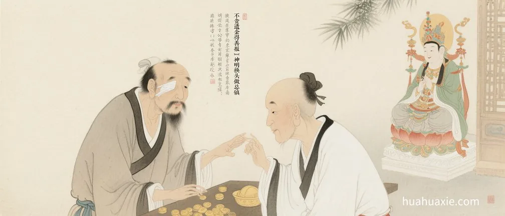 不贪遗金得善报　神明换头做总镇