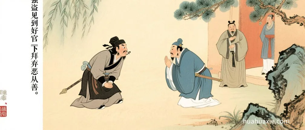 强盗见到好官　下拜弃恶从善