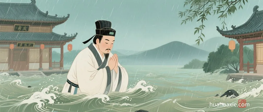 县令雨中祈祷　洪水退去